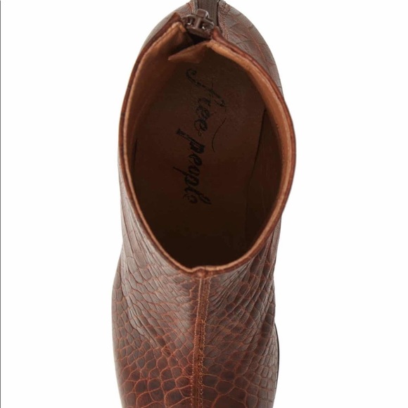 Free People Brown Cecile Croc Embossed Bootie - Picture 4 of 8